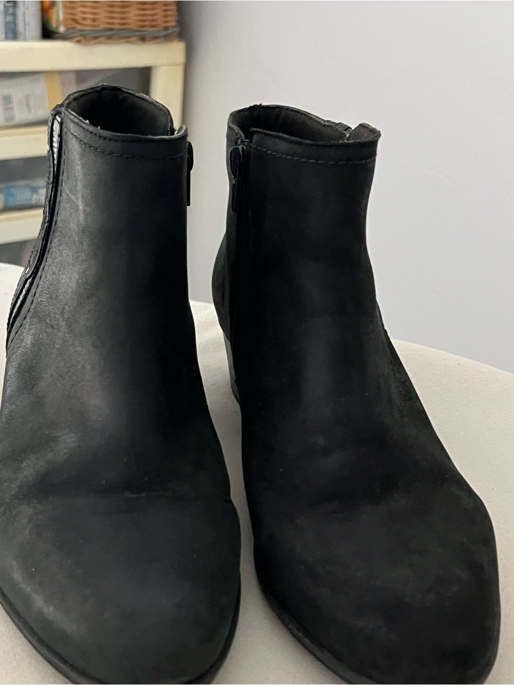 Clarks Black Suede Ankle Boot with Low Block Heel - Picture 2 of 8